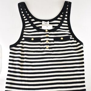 Celine Mariniere White Black Striped Ribbed Cotton Jersey Knit Tank Top Shirt XL